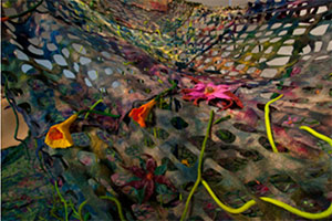 Meredith Setser, Floreal Stratum (detail) handmade felt installation, 25' x 12' x 24", 2011